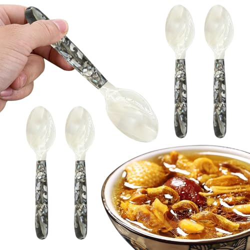 Kustimantu Cuchara de caviar de nácar, cuchara de nácar para caviar | Cuchara de perlas 5 piezas - gato de caviar, cuchara decorativa para caviar y huevo
