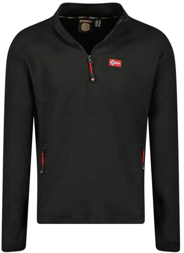 Geographical Norway Ulysseama Men Hz - Polaire Fine Homme Chaude Zip - Veste Automne Hiver Printemps Chaud Hommes - Longues Manches Pull Fourrure Doux Confort Outdoor (Noir L)