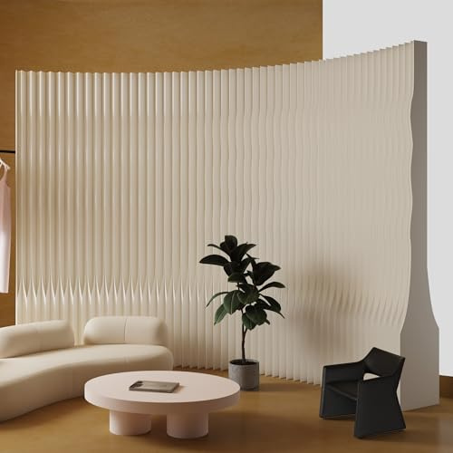 Faltbarer Paravent Raumteiler Innen Faltwand Shoji Sichtschutz, Weiß (L300 x W26 x H260 cm)