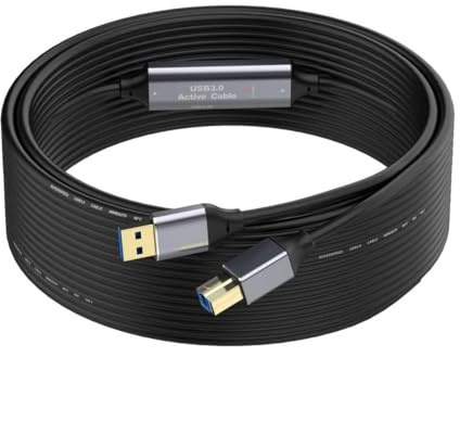 SSS·GRGB USB 3.0 Printer Cable 5M/16.4FT, USB-A to USB-B, 5Gbps, 1 Boosters | USB power cord, 24K gold-plated connectors, dual shielding and reinforced strain relief; for USB-B 3.0 printers and scanners
