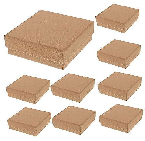 AKOOSY 10 pezzi Scatoline Portagioie Vintage Cartone Kraft Scatola Piccola per Orecchini e per Compleanni Natale e Matrimoni