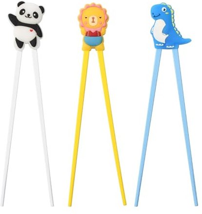 Pumwoy 3 Paar Essstäbchen Kinder, Sushi Stäbchen Kinder Stäbchenkopf abnehmbar Lernset, Stäbchen zum Essen für Ramen Asiatische Gerichte, Lernen Essstäbchen Helfer für Anfänger,Kleinkinder,Kinder