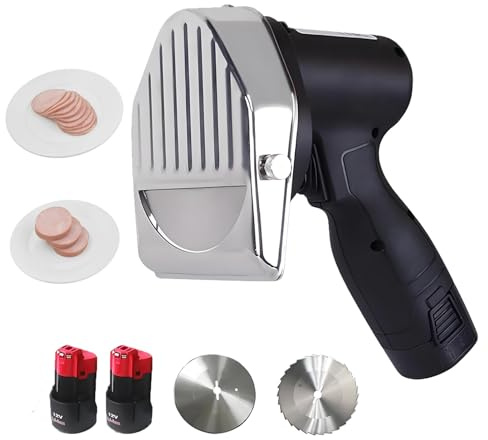 SgyGlyn Cuchillo eléctrico para shawarma, Cortador de Carne para Kebab, Cortador de gyro Comercial de Acero Inoxidable, Cuchillo Turco Profesional a batería, con 2 Cuchillas