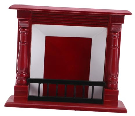 Toyvian Mini modèle de cheminée Accessoires de Maison Miniature Fausse cheminée Mini décorations de Maison de poupée Miniatures Bois Rouge