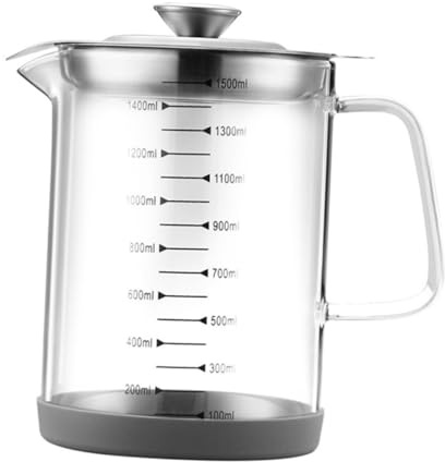 Alipis Olla De Aceite De Vidrio Transparente 1.5l Filtro y Tapa Antidesperdicio Para Cocina, Contenedor De Aceite Reutilizable Para Almacenamiento Doméstico