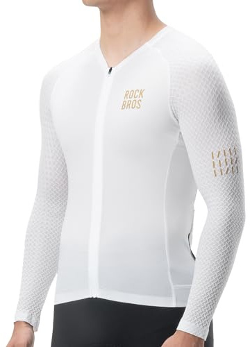 ROCKBROS Fahrradtrikot Langarm Herren, Atmungsaktiv Schnell Trocknend Fahrradbekleidung Mit 3 Rückentaschen und Reflektierenden Details, Leichtes Radtrikot für Rennrad und MTB
