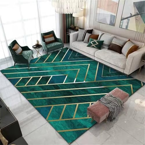 QGYFRE Tappeti Camera Da Letto Tappeto Guida Corridoio Salotto Grandi 120x180CM verde a strisce moderno Per