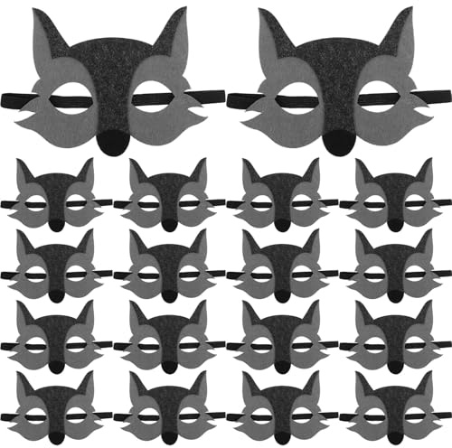 Gatuida 15 pièces Masques Animaux Garçon Fille Masque Loup Demi-visage Élastique Mascarade Costume Jungle pour Fête Déguisement Garçon Fille