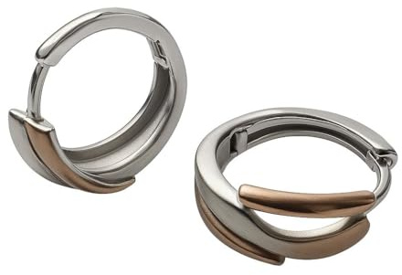 925 sterling silver vikbara creoler dam unisex, rosa tvåfärgad guldpläterad, 17,5 mm diameter, runda örhängen