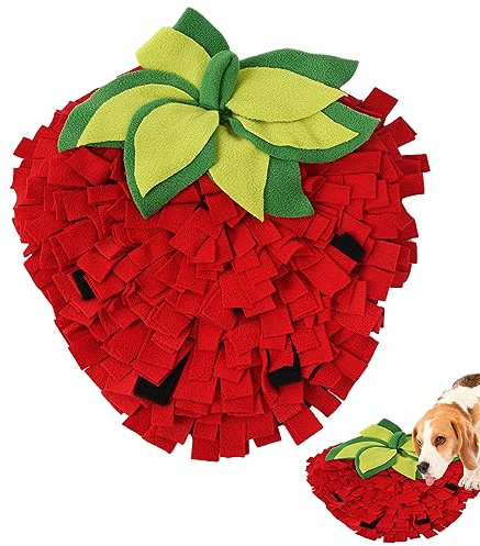 Snuffelmatta 45 x 35 cm halkfri jordgubbe hund sniffningsmatta säker interaktiv stressavlastning kaninfoder för marsvin råtta hamster