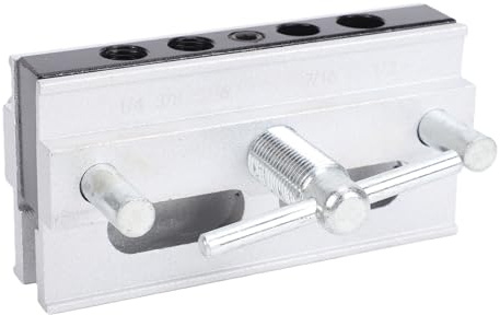Jiawu Kit de Plantilla de Pasador Autocentrante, Ancho Ajustable para Bloques de Madera de 0,4 a 2 Pulgadas, Bloque de Plantilla de Guía de Taladro, Herramienta para Ensamblar Galletas con Seis
