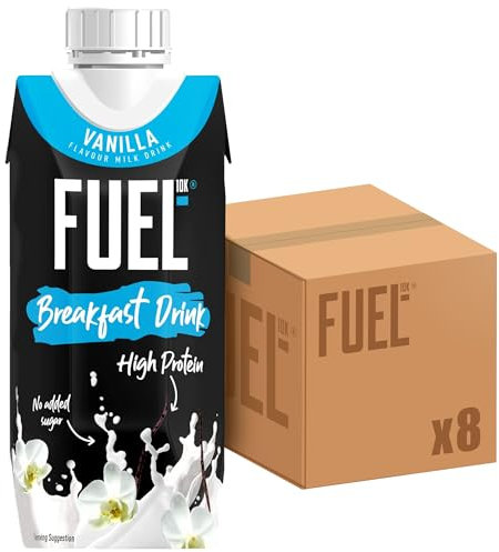 FUEL10K Vanilla High Protein Milk Breakfast Drink, 330 ml (Pack of 8)