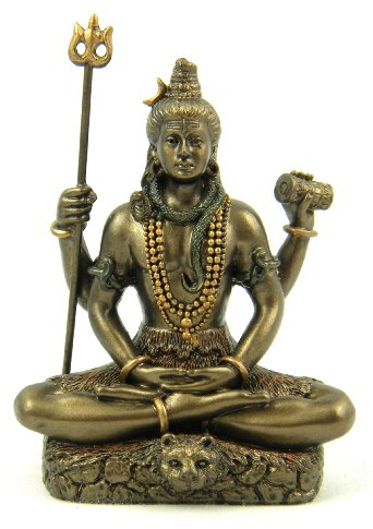 Top Collection Figura de Dios hindú Shiva en meditación, Acabado de Bronce, Escultura Estatua