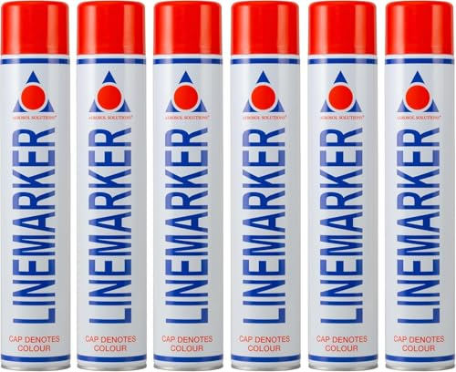 Aerosol Solutions Line Marker Red 26 Oz [Pack of 6] High Visibility Grass and Road Spray Paint, All Purpose Striping Paint | Perfect for Athletics, Sports Fields, Hazard & Utility Marking