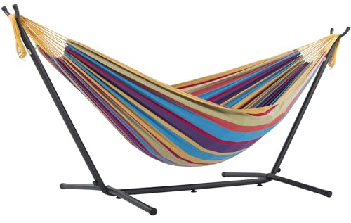 DOUBLE COTTON HAMMOCK WITH STAND (250 CM) - TROPICAL