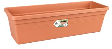 Elho Green Basics Trough 80 - Jardinera por Balcón Exterior - Ø 79.0 x H 14.0 cm - Marrón/Mild Terra