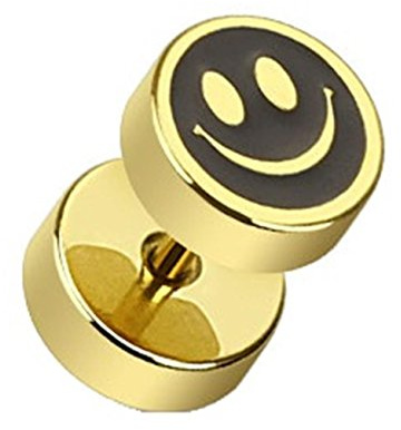 Paula & Fritz® Fake Plug aus Edelstahl Chirurgenstahl 316L vergoldet Lächelnde...