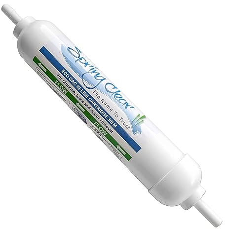 SpringClear Water Gem Compatible In-Line Filter Cartridge with 3/8 Male Stem | Universal Carbon Filter for Fridge Water Dispenser and Ice Maker with Scale Reduction | Drinking Water Filter for Kitchen Tap Undersink Water Filter System