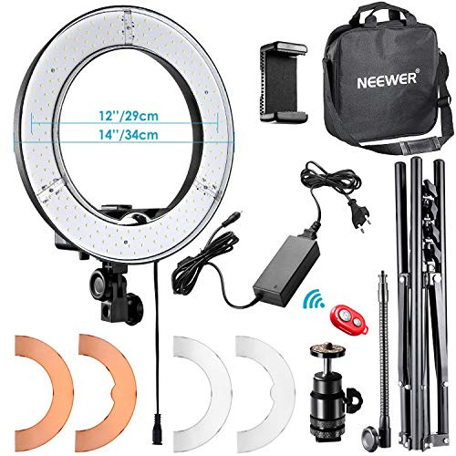 Neewer RL-12 LED Ring Light 14 outer/12 on Center with Light Stand, Color Filter, Phone Holder for Makeup, YouTube, TikTok, Camera/Phone Video Shooting