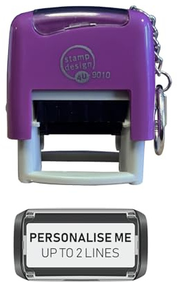 Personalised Keyring Key Ring Rubber Stamp- Portable Stamp, Ideal for Healthcare Professionals- Self-Inking Stamp - Black Ink