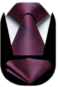 HISDERN Krawatte Fuchsie Herren Krawatten mit Einstecktuch Hochzeit Elegant Krawatte & Taschentuch Set Business