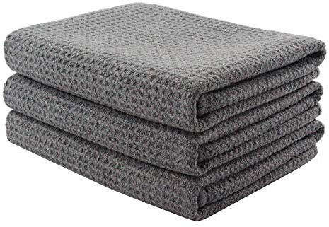 Aniease Lot de 3 chiffons de nettoyage en microfibre super absorbants à séchage rapide, Coton Polyester, gris, 40CMx60CM