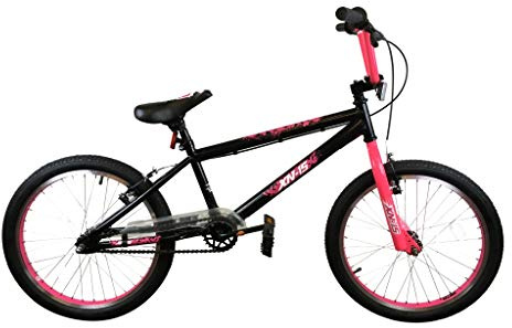 XN-15 20 Girls Freestyle BMX Bike Single Speed, 25-9t, 2x Stunt Pegs - Black/Pink