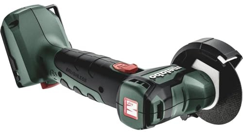 Metabo Akku Winkelschleifer Powermaxx CC 12 BL (ohne Akku, Schleifscheiben-ø 76 mm, mit Schleifscheiben + MetaLoc Koffer, Akkuspannung 12 V, Gewinde M 5) 600348840, Dunkelgrün,schwarz