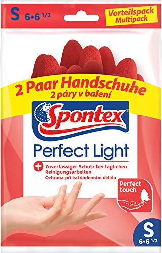 Spontex Perfect Light Haushaltshandschuhe, ideal für alle Reinigungsarbeiten, aus Naturlatex, mit Anti-Rutsch-Profil, zuverlässiger Schutz, Größe S, 2 Paar