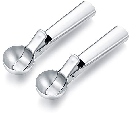 2PCS Stainless Steel Ice Cream Scoop, Ice Cream Scoops with Easy Trigger, Potato Scoop Yogurt Scoop Melon Ball Scoop Cookie Scoop