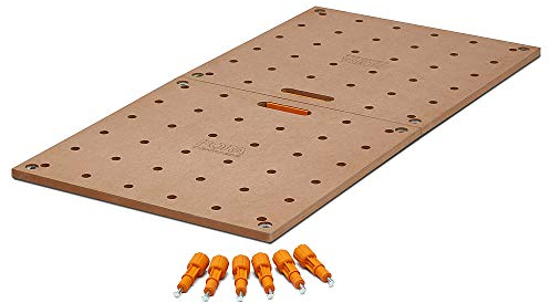 Bora Centipede CK22TM - Banco da lavoro per cavalli da lavoro centopiedi Bora – 61 x 121,9 cm – Include piano in legno con fori per cani da 20 mm + 6 maniglie di bloccaggio a rotazione rapida per