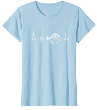 Flunder Angeln Herzschlag T-Shirt