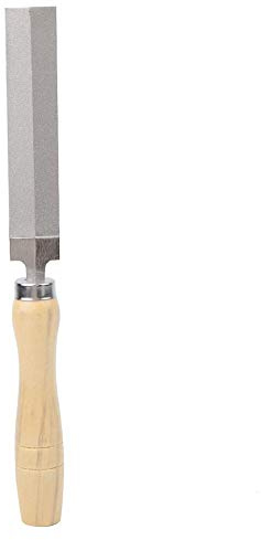 Akozon Rhombische Diamantfeile aus Glas aus Metall mit Holzgriff, Gartenwerkzeug für Holz (5 Zoll (125 mm)