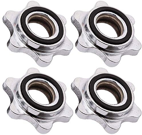 Fleymu Hantel Muttern Hantelverschlüsse Feststeller Federverschlüsse Kurzhantel Spinlock Federclip Halsbänder Hantel-Klammern Sternverschluss für Hantelstangen (4 Stück)
