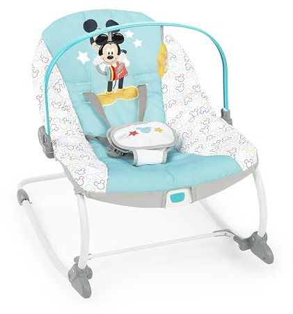 Bright Starts Disney Baby MICKEY MOUSE Babywippe mit Vibration & abnehmbarem Spielbügel, 0–30 Monate, bis 18 kg (Original Bestie)