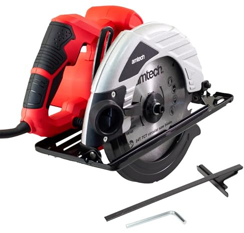 Amtech - Corded Circular Saw, Plunge Saw for Wood, Plastics, and More, Home DIY, Handheld with Ergonomic Grip, Electric, with 185mm Blade (230V, 1400W)