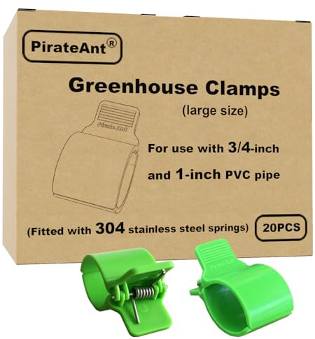 Greenhouse Clamps for3/4-1 Inch PVC Pipe, Greenhouse Hoops,Support Frame, Grow Tunnel,Plant Support Garden Stakes.For Fixing Plant Cover, Garden Plastic Sheeting, Film Row Cover, Net.