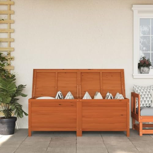 Homgoday Gartentruhe aus Massivholz, Tannenholz, braun, 150 x 50 x 56,5 cm