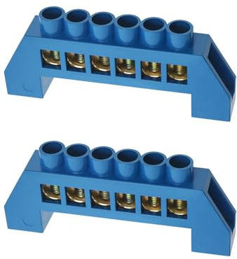 ECSiNG 2pcs Morsettiere a ponte a 6 fori Morsettiera in rame Striscia connettore Morsettiera per apparecchiature Elettriche per Distribuzione di energia Domestica Industriale Sostituzione