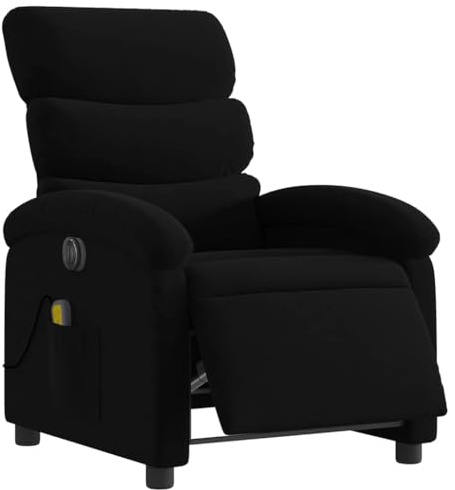 vidaXL Elektrisk massagefåtölj med uppresningshjälp svart tyg, fåtölj, fåtölj med uppresningshjälp, reclinerstol, fåtöljer