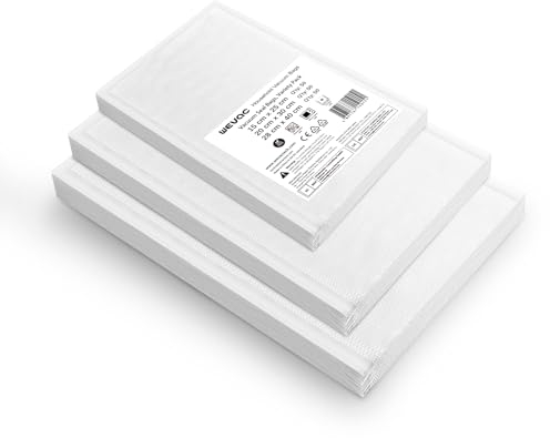 Wevac Lite 150 Sacs 15x25cm(50) et 20x30cm(50) et 28x40cm(50) Film Sous Vide Alimentaire, Gaufrés Sac Sous Vide sans BPA pour la Conservation des Aliments et Compatible Avec n'importe Quelle Scelleuse