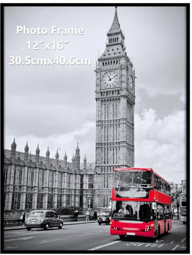 Giftgarden Bilderrahmen 30x40 cm, Einzel Rahmen für 40x30 cm Fotos und Bilder | Großer Posterrahmen – ausschließlich für horizontale oder vertikale Wandmontage, Schwarz Fotorahmen