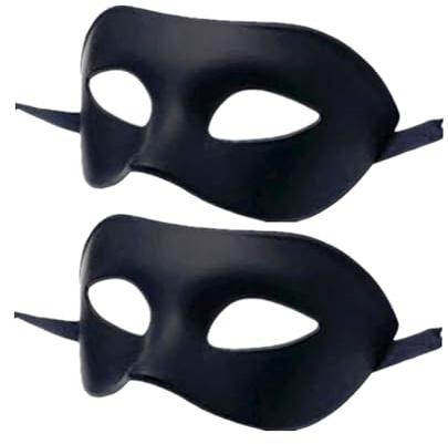 LECMACY Men Women Masquerade Mask, High Elastic Bendable Plastic Half Face Eye Mask, Solid Color, Suitable for All Prom (Black 2 Pack)