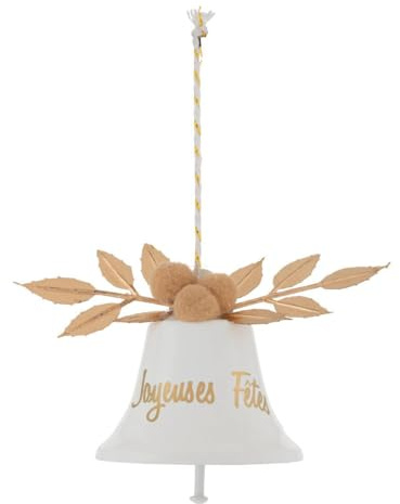 ATMOSPHERA CREATEUR D'INTERIEUR - Decorazione per albero di natale campana in metallo happy holidays oro bianco 8cm