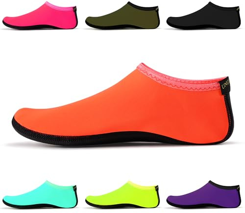 Uncle Paul Wassersocken – Unisex-Indoor-Yoga-Socken, Barfuß-Wasserschuhe, Strand, Surfen, Tauchen, Heim-Slipper, Pool für Kinder und Erwachsene Orange EU Größe 42,5 bis 44 SWA15OR2XL