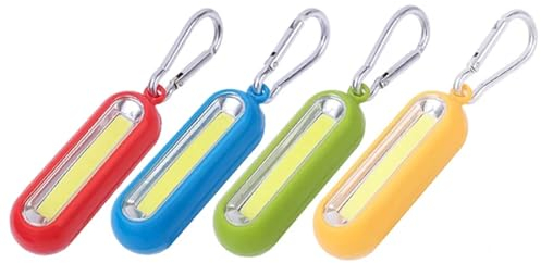 MODOAO LED-Schlüsselanhänger-Taschenlampe Mini COB Taschen-Notleuchte Taschenlampe 3 Modi Schlüsselanhänger Campinglicht mit Schlüsselring (4 Pcs)