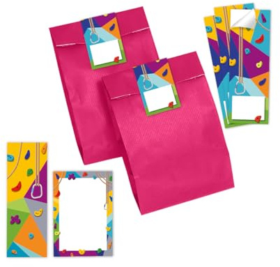 10 Lesezeichen + 10 Notizblöcke + 10 Geschenktüten (pink) + 10 Aufkleber Klettern Bouldern Mitgebsel für Mädchen Jungen Gastgeschenke für Kindergeburtstag Mädchengeburtstag Jungengeburtstag