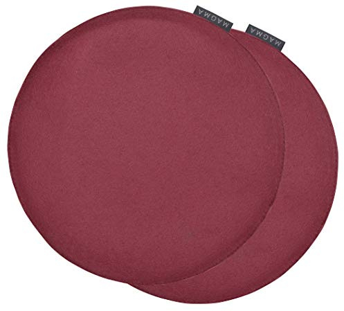 MAGMA AVARO Stuhlkissen/Sitzkissen 2er Set für Indoor und Outdoor, Öko-Tex Siegel, waschbar bis 30°C, 2 Stück, 35x35cm, Weinrot
