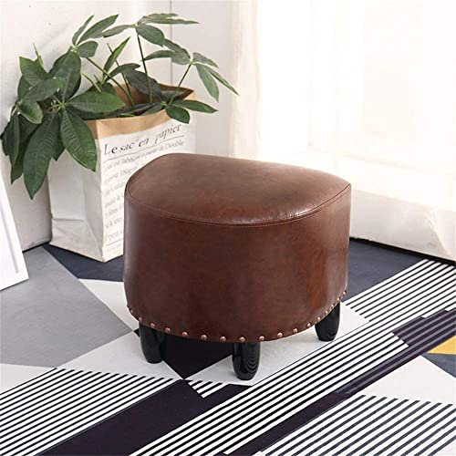 CUNTO 16-Zoll-Wohnzimmersessel, gepolsterter Fußhocker, Fußhocker aus PU-Leder, Sofahocker, Ottomane, leicht zu reinigen, modernes Nietendesign, Braun (Braun1) Hohe Tragkraft (Braun1)