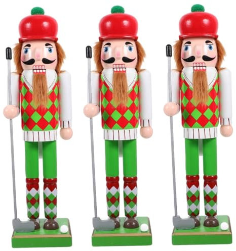 Amosfun 3 Pièces Ornement Casse-Noisette Roi Casse-Noisette Casse-Noix décoratifs de Noel décoration de Bureau Figurine Casse-Noisette en Bois Casse-Noix en Bois pour Noël Green